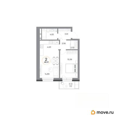 2-комн. квартира, 48.51 м&sup2;