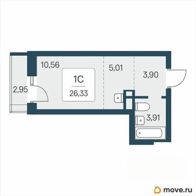 студия, 26.33 м&sup2;
