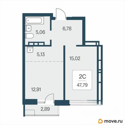 2-комн. квартира, 47.79 м&sup2;