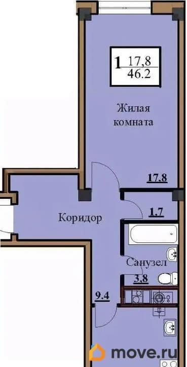 1-комн. квартира, 45.1 м&sup2;