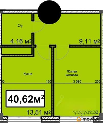 1-комн. квартира, 40.62 м&sup2;
