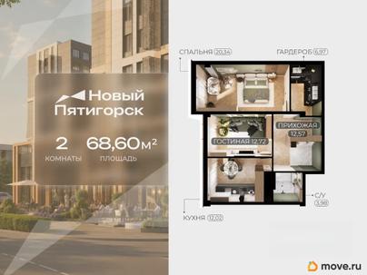 2-комн. квартира, 68.6 м&sup2;
