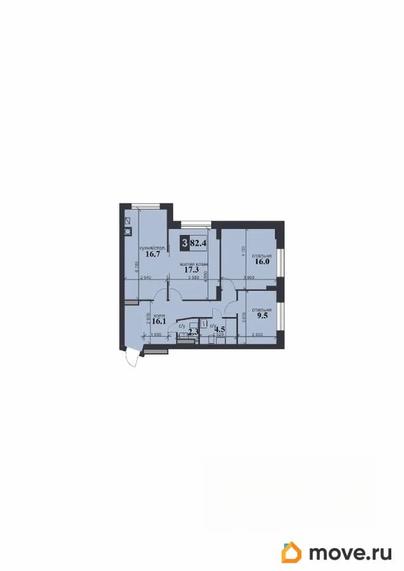 3-комн. квартира, 82.4 м&sup2;