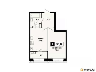 1-комн. квартира, 38 м&sup2;