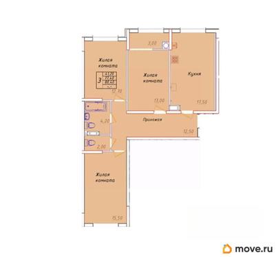 3-комн. квартира, 80.4 м&sup2;