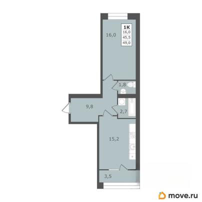 1-комн. квартира, 49 м&sup2;
