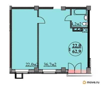 2-комн. квартира, 62.9 м&sup2;