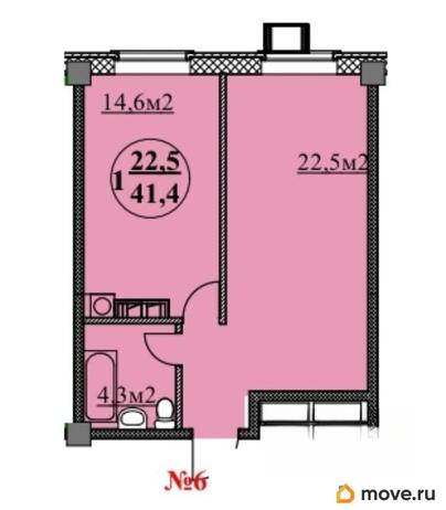 1-комн. квартира, 41.4 м&sup2;