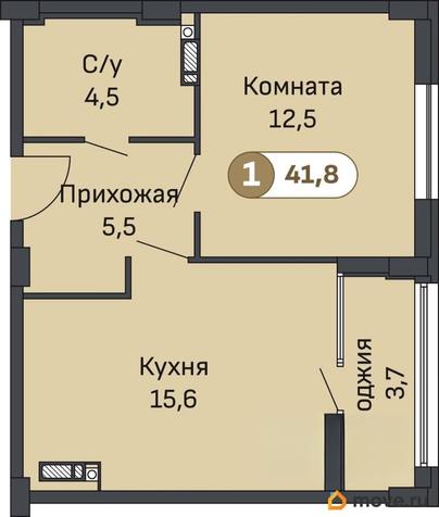 1-комн. квартира, 41.8 м&sup2;