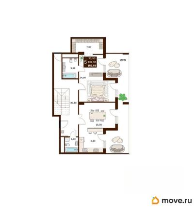 5-комн. квартира, 153.55 м&sup2;
