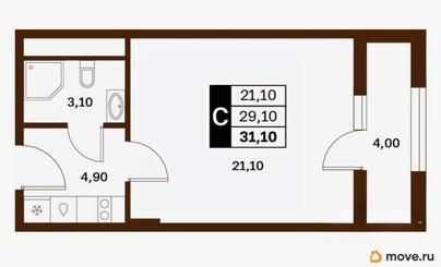 студия, 31.1 м&sup2;