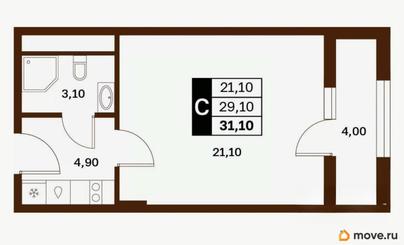 студия, 31.1 м&sup2;