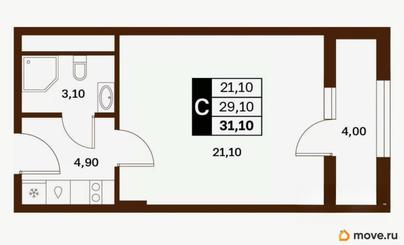 студия, 31.1 м&sup2;