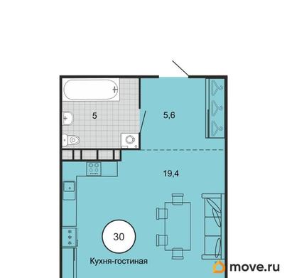 1-комн. квартира, 29.9 м&sup2;
