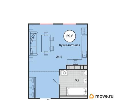 1-комн. квартира, 29.5 м&sup2;