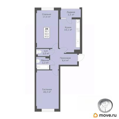 2-комн. квартира, 67 м&sup2;
