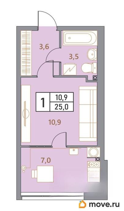1-комн. квартира, 25 м&sup2;