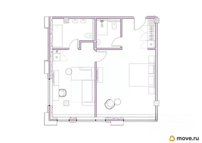 1-комн. апартаменты, 61.43 м&sup2;