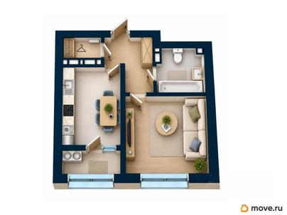 1-комн. квартира, 38.1 м&sup2;