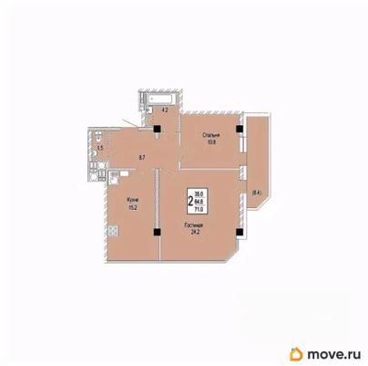 2-комн. квартира, 71 м&sup2;