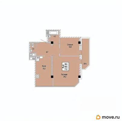 2-комн. квартира, 71 м&sup2;