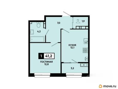 1-комн. квартира, 41.2 м&sup2;