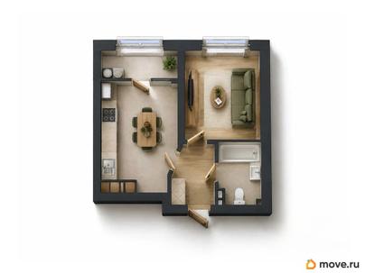 1-комн. квартира, 34.1 м&sup2;