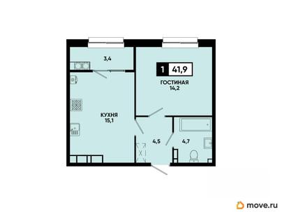 1-комн. квартира, 41.9 м&sup2;