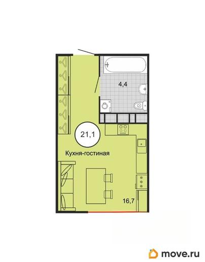 1-комн. квартира, 21 м&sup2;