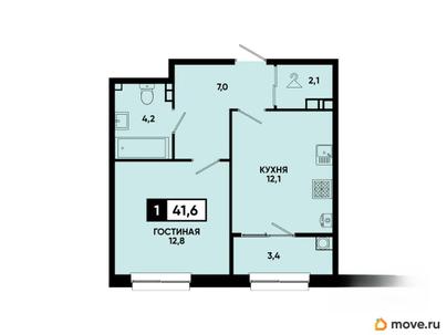1-комн. квартира, 41.6 м&sup2;