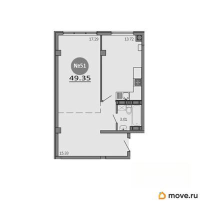 1-комн. квартира, 49.35 м&sup2;