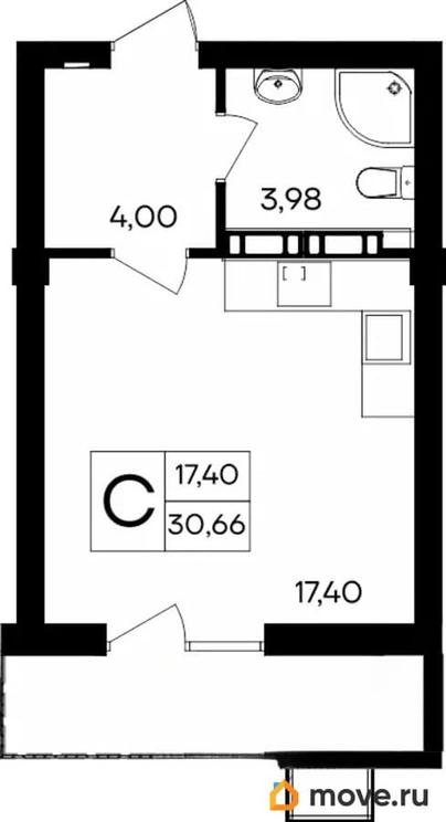 студия, 30.66 м&sup2;