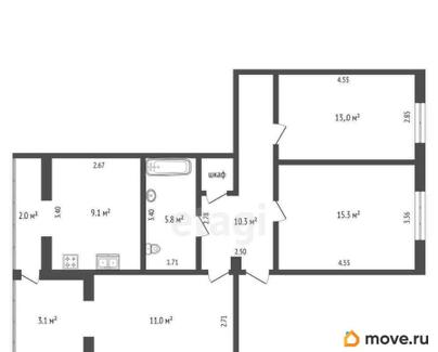 3-комн. квартира, 65.9 м&sup2;