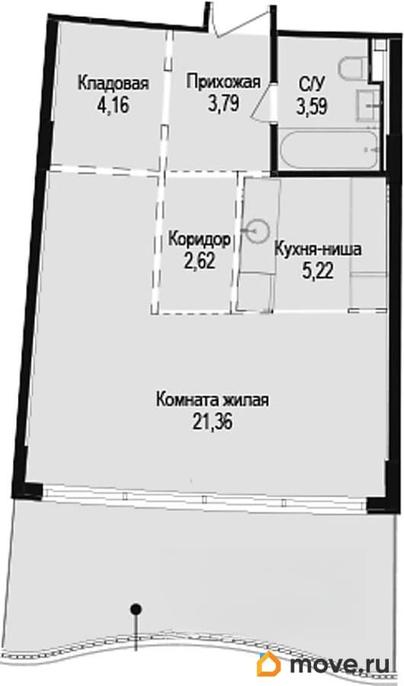 1-комн. апартаменты, 54.95 м&sup2;