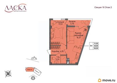 1-комн. квартира, 36 м&sup2;