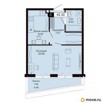 студия, 42.52 м&sup2;