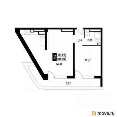 1-комн. апартаменты, 49.76 м&sup2;