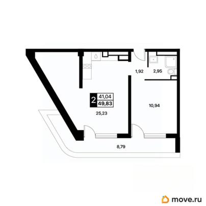 1-комн. апартаменты, 49.83 м&sup2;