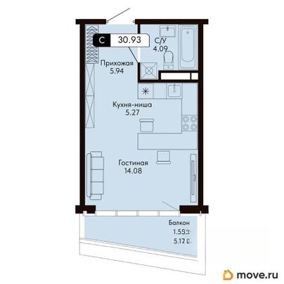 студия, 30.93 м&sup2;