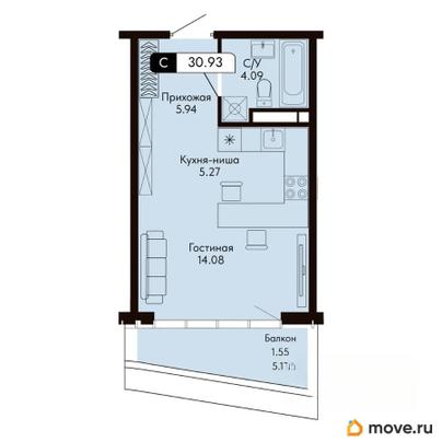 студия, 30.93 м&sup2;