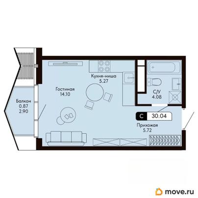 студия, 30.04 м&sup2;