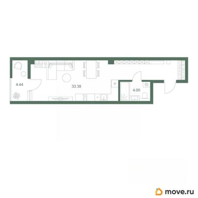 1-комн. апартаменты, 41 м&sup2;