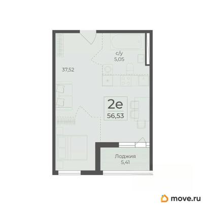 2-комн. квартира, 56.53 м&sup2;