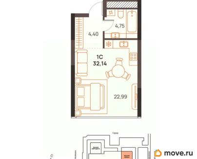 студия, 32.14 м&sup2;