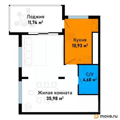 2-комн. квартира, 63.09 м&sup2;