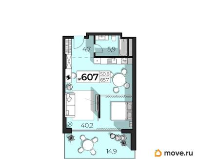 2-комн. апартаменты, 65.7 м&sup2;