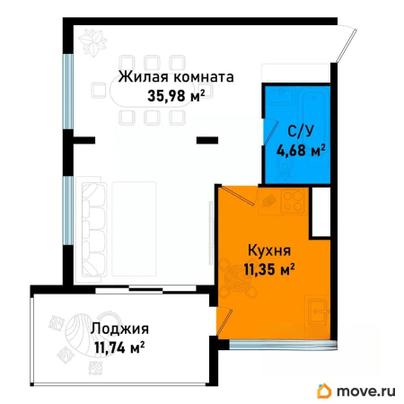 1-комн. квартира, 63.51 м&sup2;