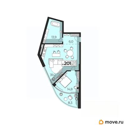 2-комн. апартаменты, 82.2 м&sup2;