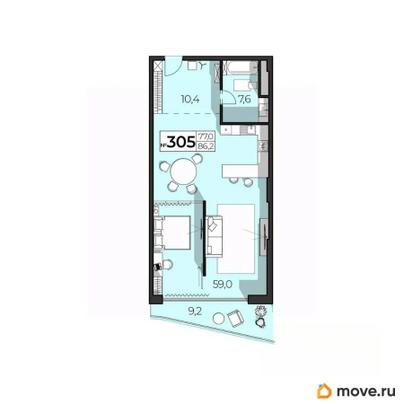 2-комн. апартаменты, 86.2 м&sup2;