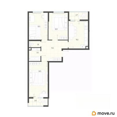 3-комн. квартира, 77.5 м&sup2;